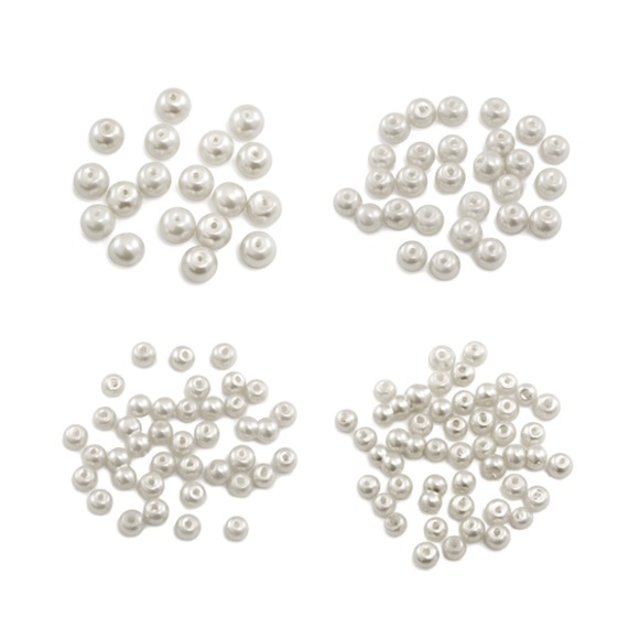 🆕 NEW Pearl Beads: 3/4/6/8mm Glass Fired Pearls Asst B) Pearl White - Picture 3 of 3